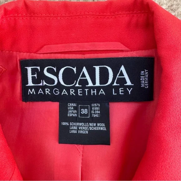 Escada Margaretha Ley Wool Vtg 80s 1980s Poppy Red Gold Nautical Blazer Jacket - Picture 11 of 14